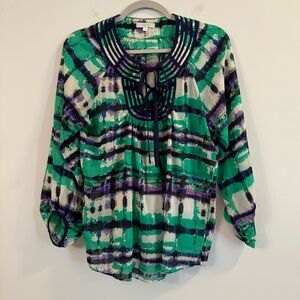 Women's Jade Green and Purple Patterned Top size XS